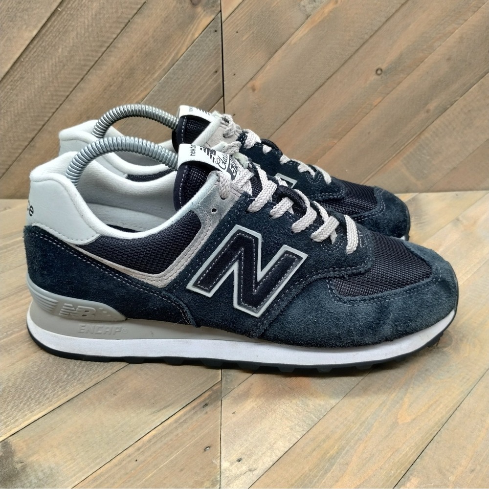 New Balance 574 Classic Navy Blue Grey Athletic Sneakers Womens Size 9.5 B